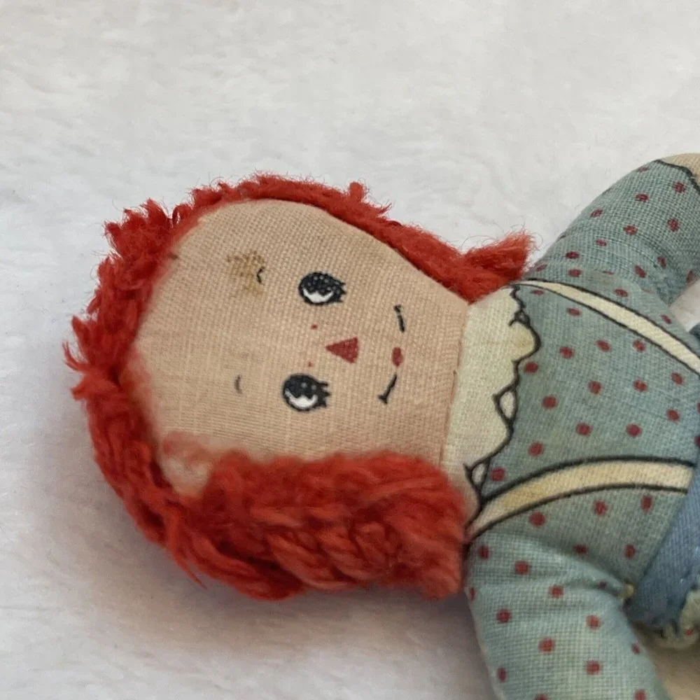 Vintage Mini Cloth Raggedy Ann Stuffed Doll w/ Removable Apron‎ 3.5